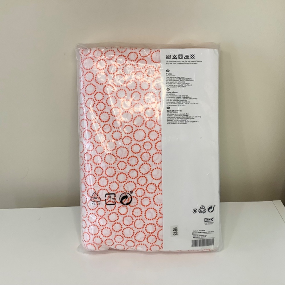 IKEA Tradaster Duvet Cover Set Twin Orange Circle Abstract Pattern Cotton Blend - Picture 2 of 2